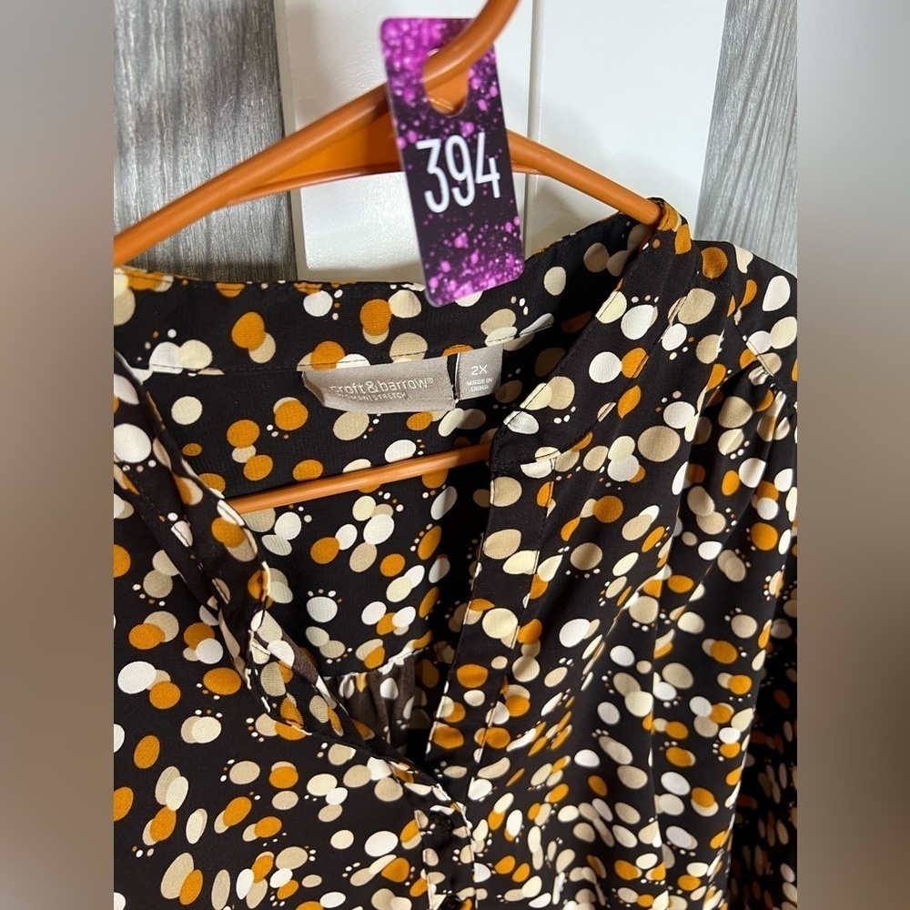 394. Croft and barrow women’s stretch blouse with tie STUNNING autumn colors - Picture 6 of 12